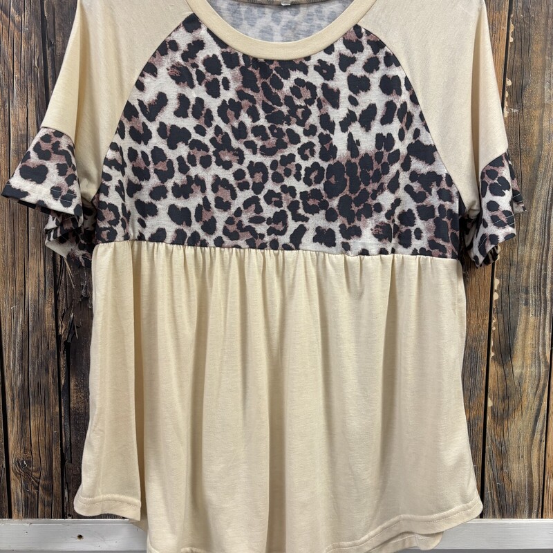 Cream Leopard Ruffle Top