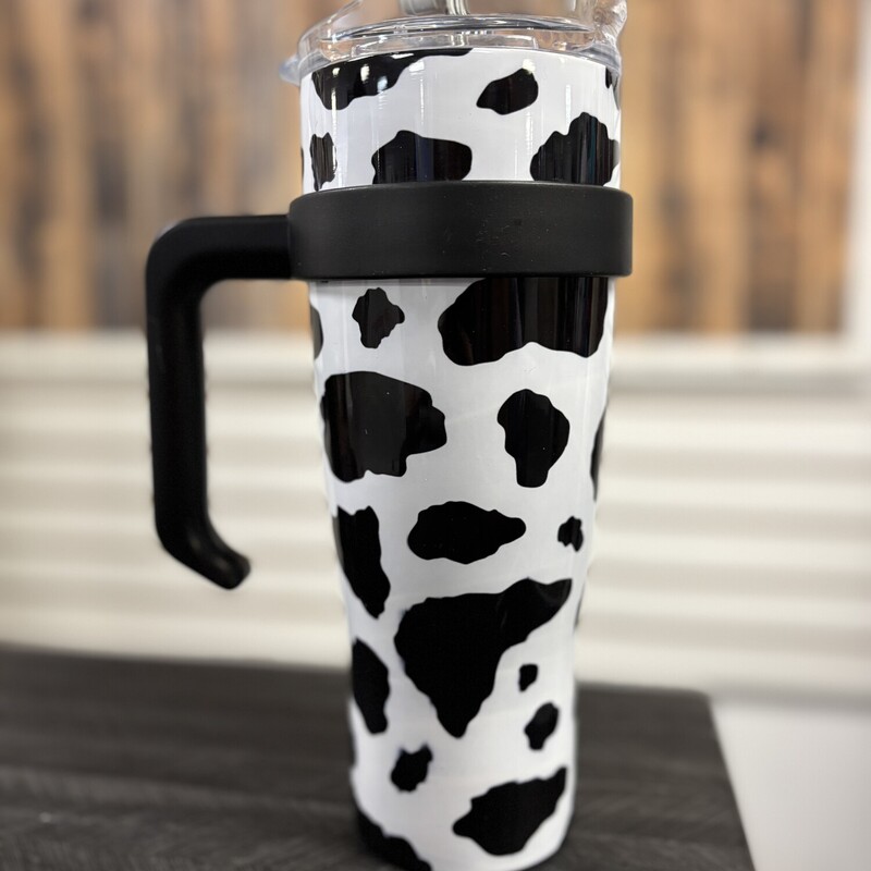 Cow Print Cup W/ Straw