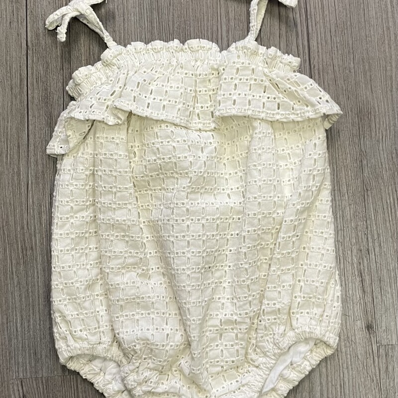 Rylee + Cru Ruffle Romper, Ivory, Size: 6-12M
NEW