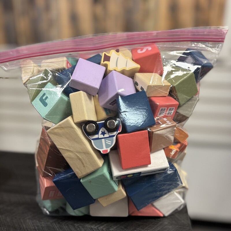 Wooden Blocks, 1 gallon ziplock bag full