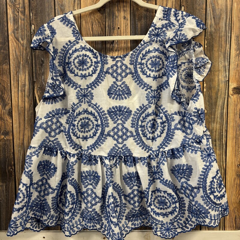 Blue & White Crochet Top, Size: 2XL