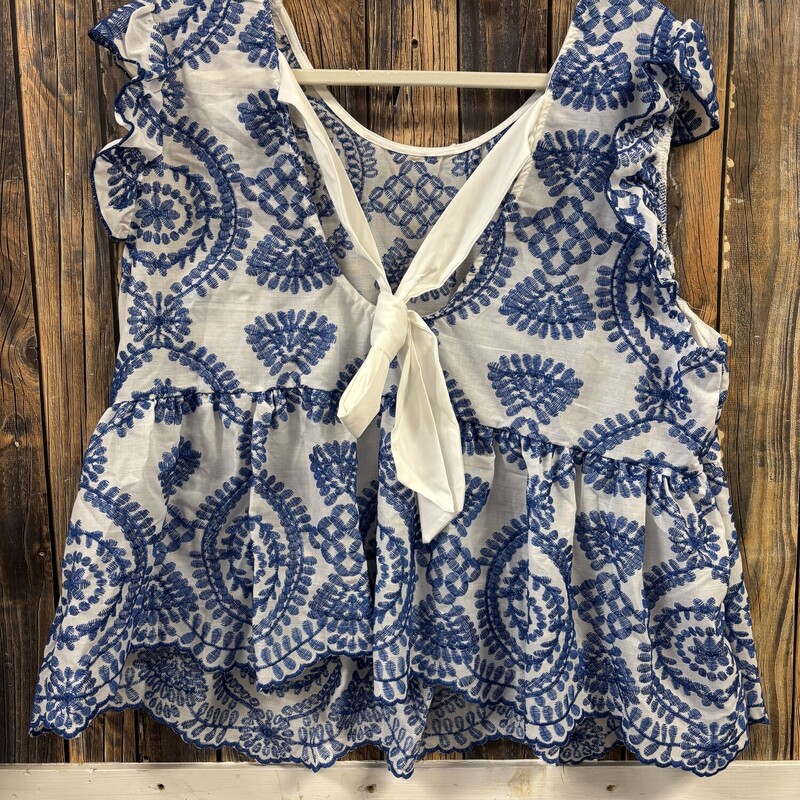 Blue & White Crochet Top