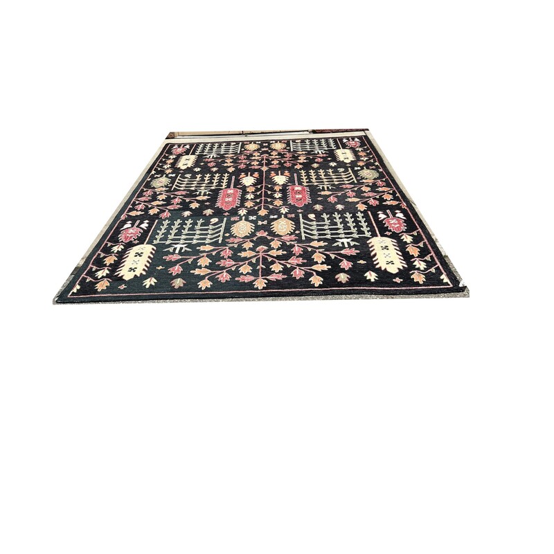 Hooked Wool Rug Aspen, Blk/mult, Size: 9 X 12