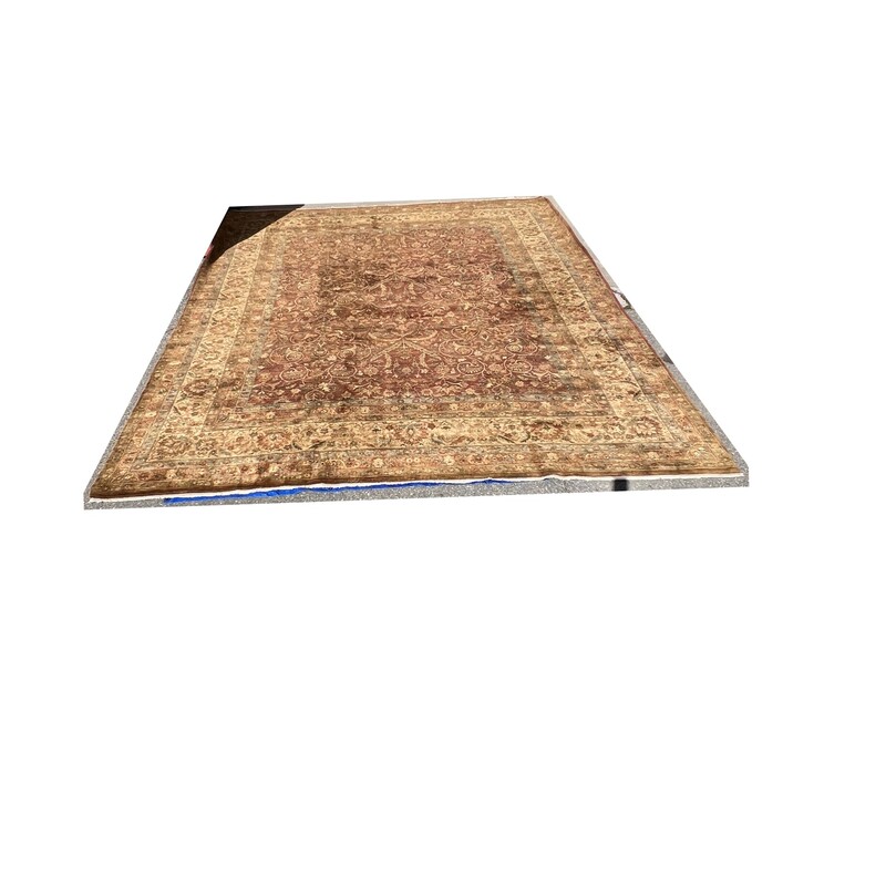 Persian Wool Rug, Tan/burg, 12 X 14.6