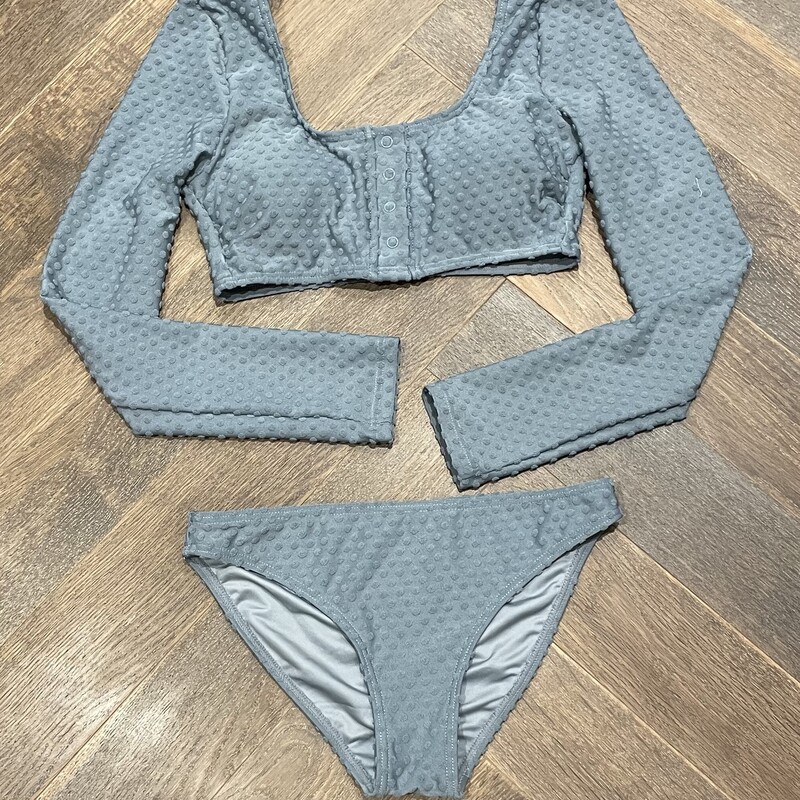Rylee + Cru  Bikini LS Set, Grey, Size: 12Y
NEW