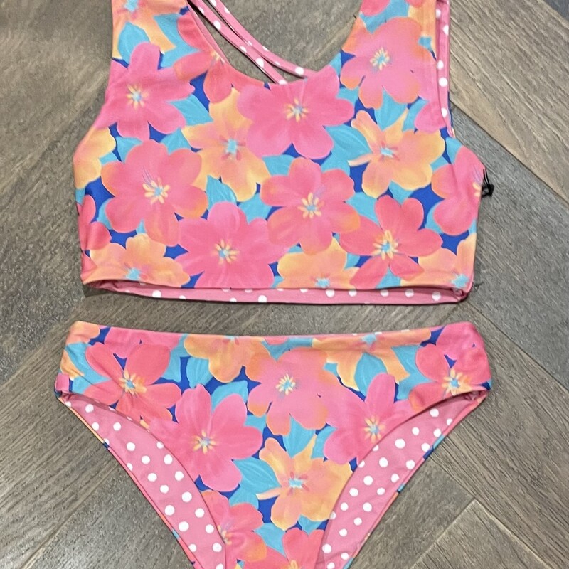 F4A Reversible Bikini Set, Floral, Size: 6Y