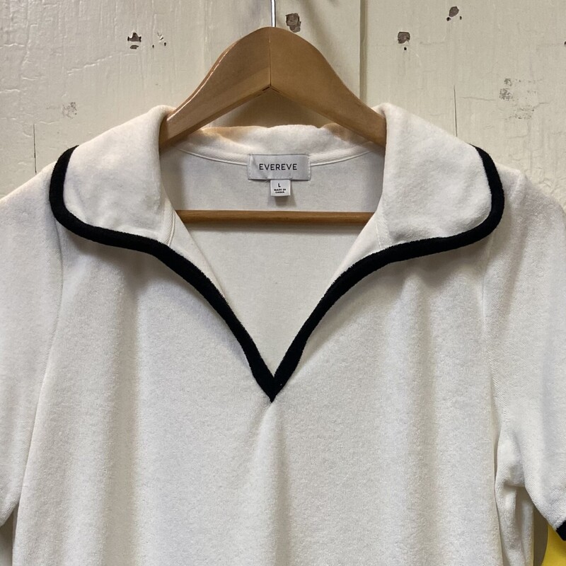 Wt/Bk Trim Terry Polo Top