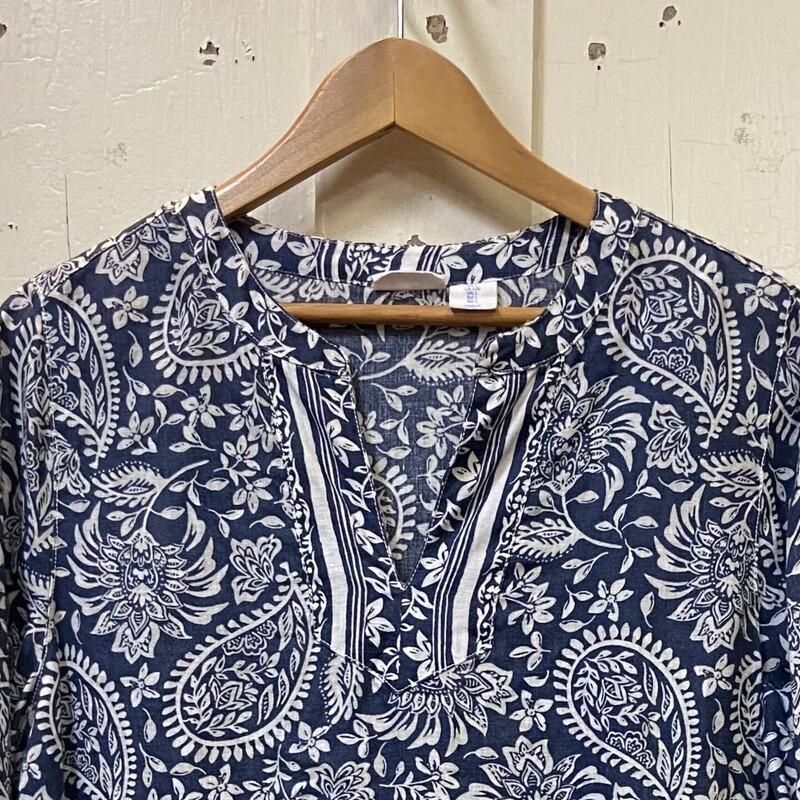 Blu/wht Flrl Linen Shirt