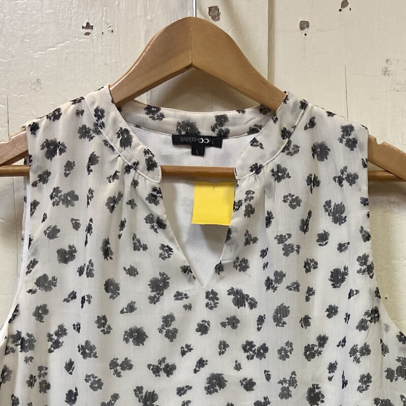 Crm/blk Pat Slvlss Blouse