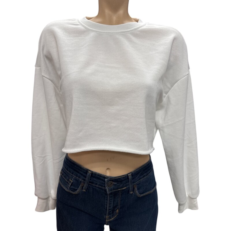 Crop Sweater, White, Size: M