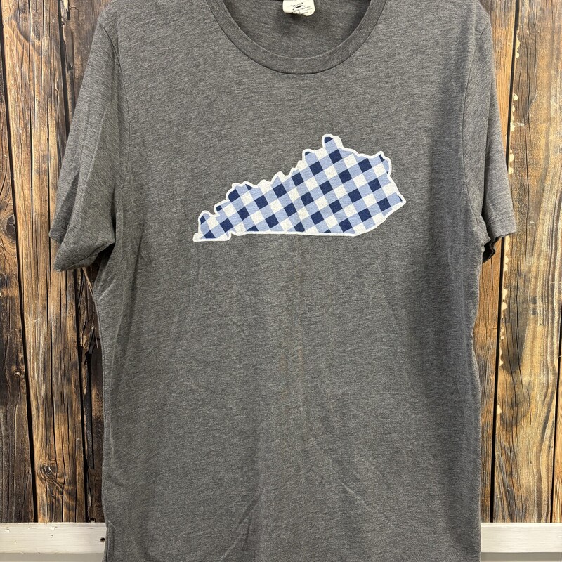 Grey Blue Checker KY Tee, Size: L