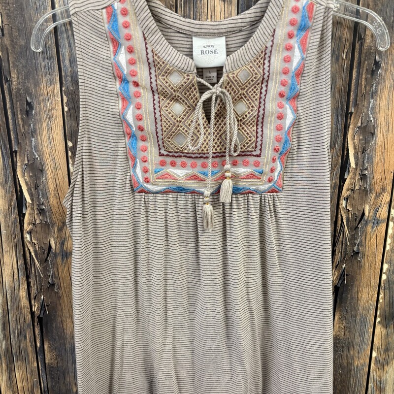 Tan Stripe Tank, Size: Large