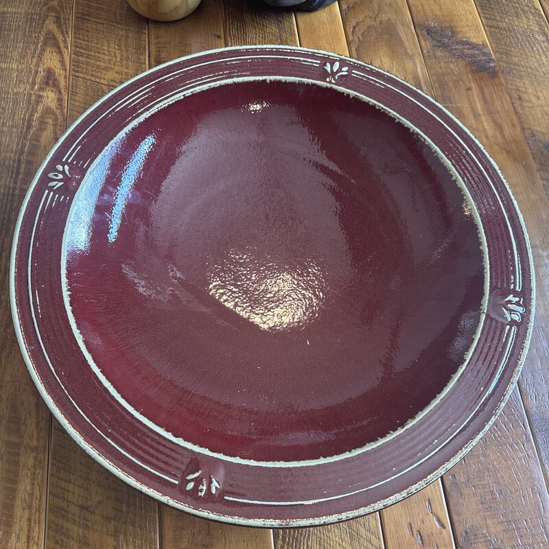 Red Glass Serving Bowl
