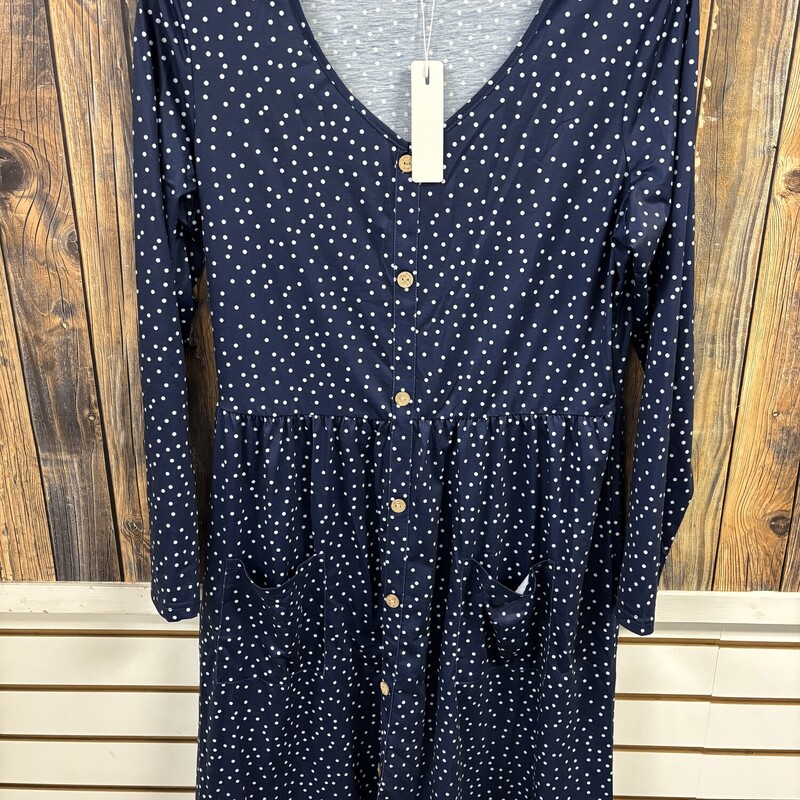 NWT Navy Button Dress, Size: XL