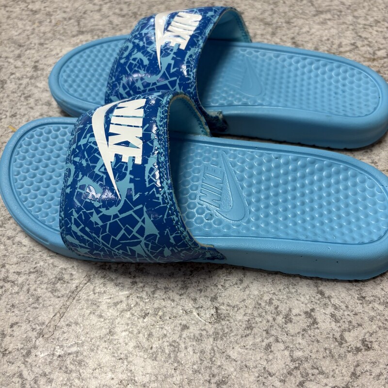 Blue Nike Slides