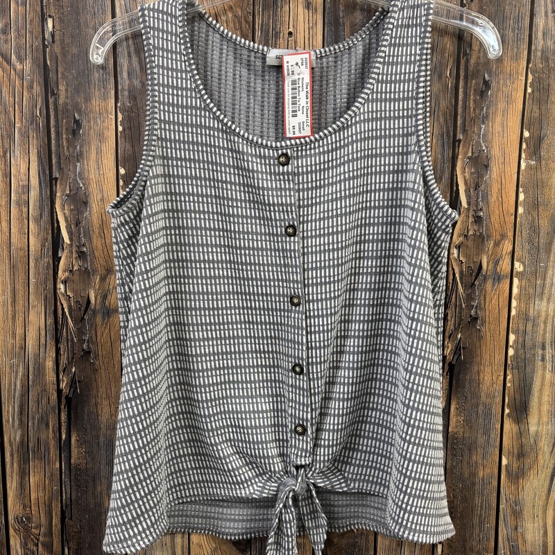 Blue Button Tie Tank