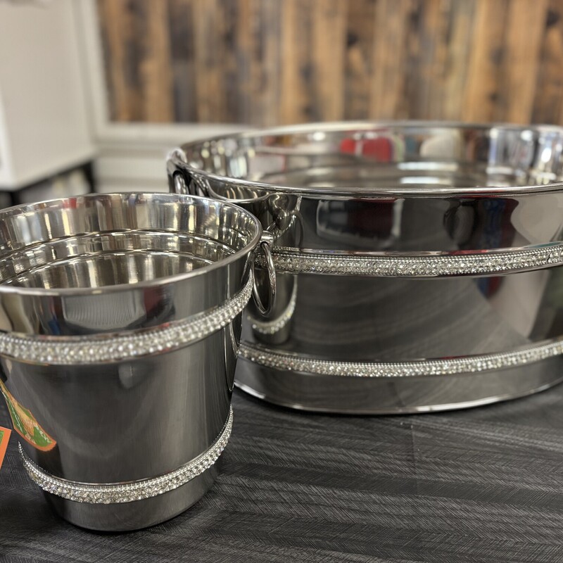 Shiny Bucket Set,
Size: 18x14x9 In & 8x8x7 In