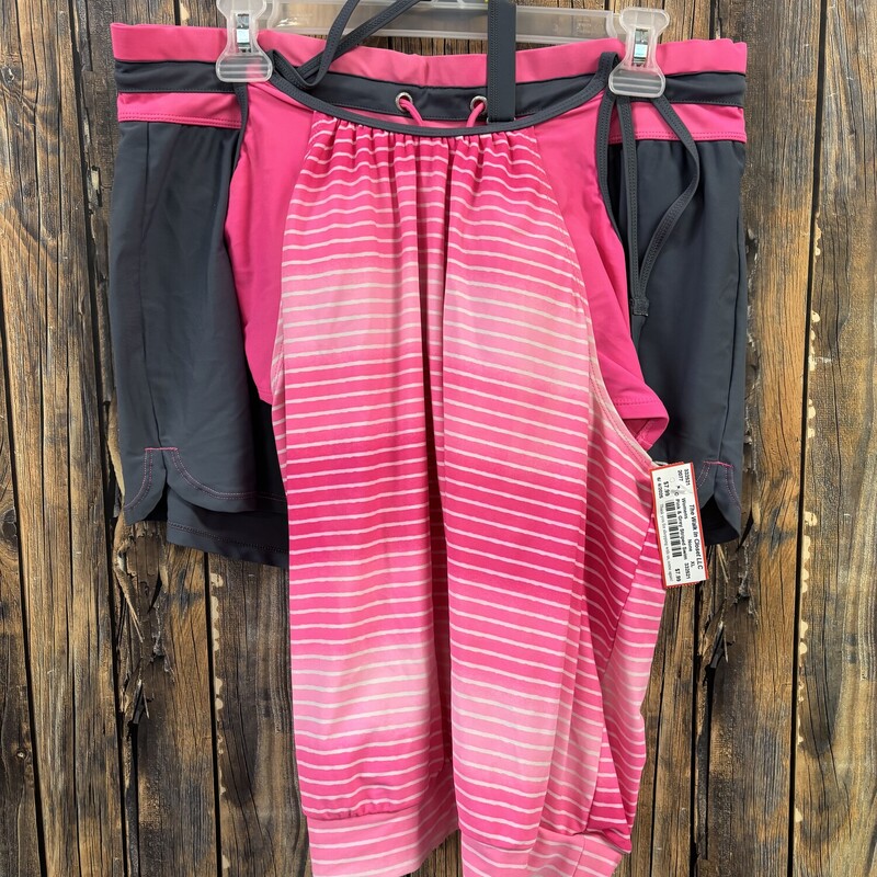 Pink & Grey Striped Swimset, Size: XL
