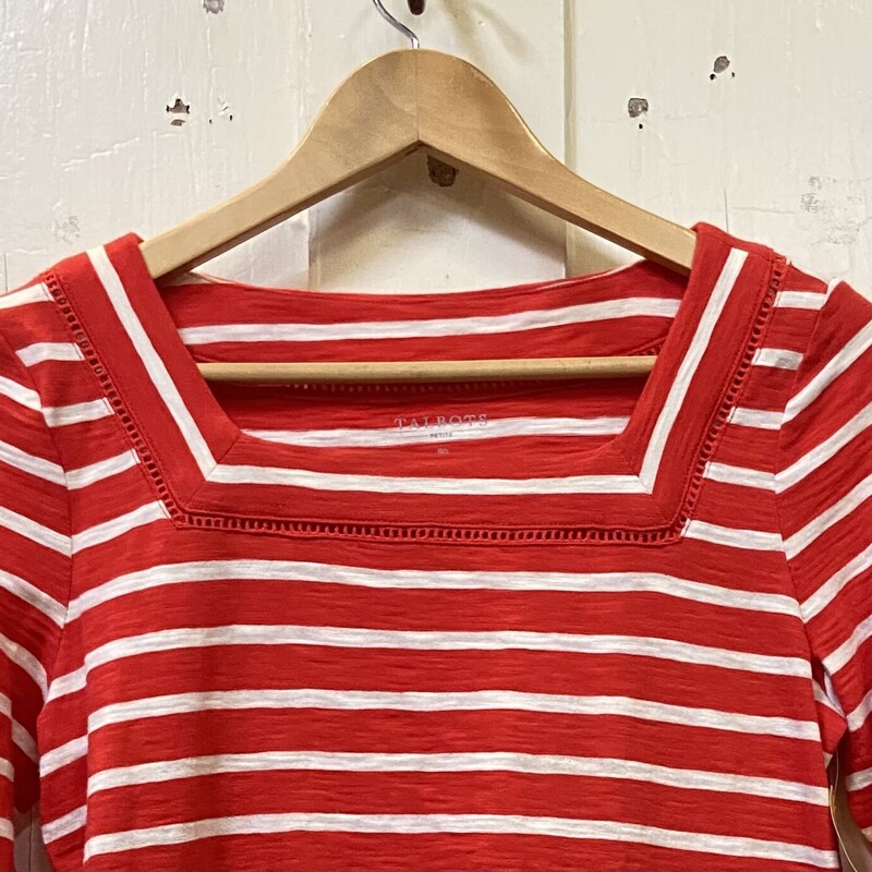 Red/Wt Strp 3/4 Slv Tp