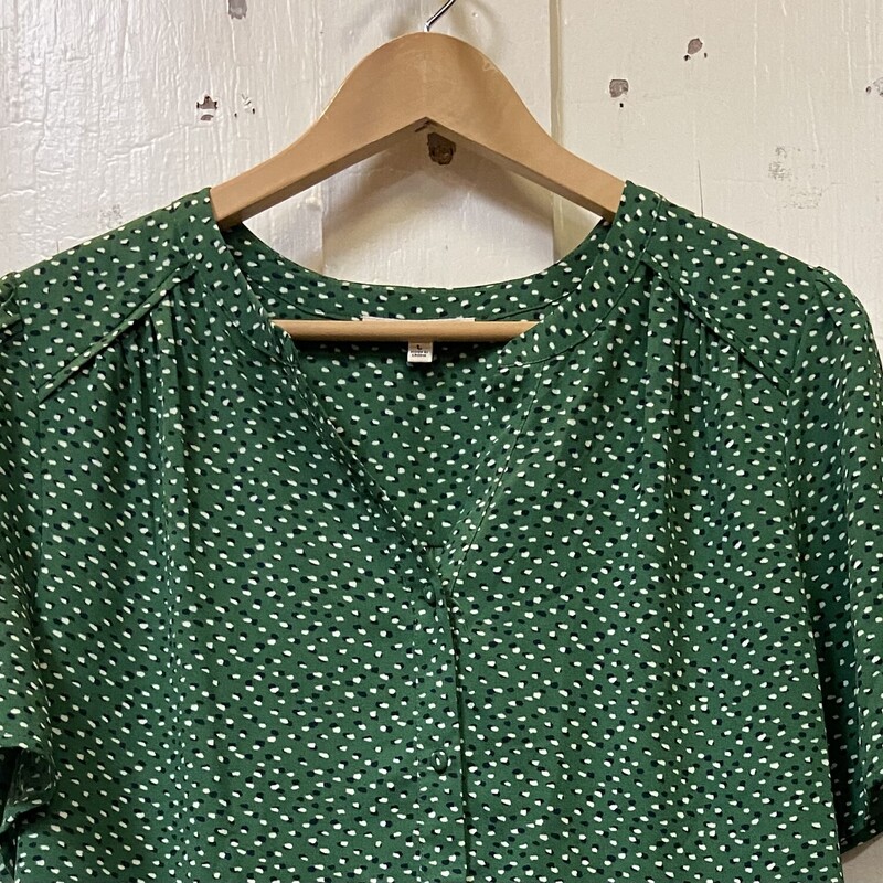 Grn/B/W Dot Btt Blouse