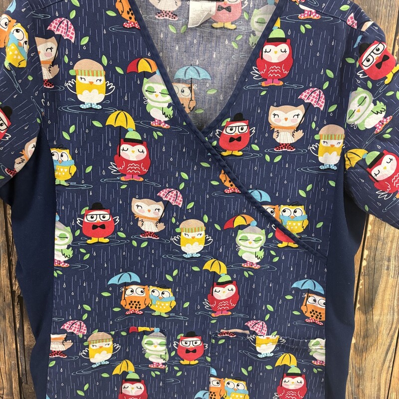 Blue Owl Scrub Shirt, Size: Large