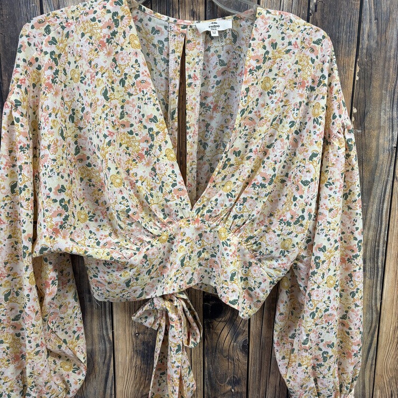 Yellow Flower Crop Top, Size: Med