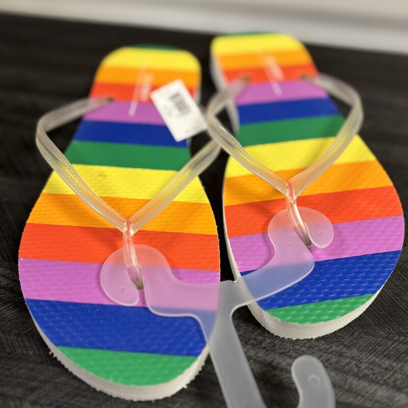 NWT Rainbow Flipflop, Size: 7