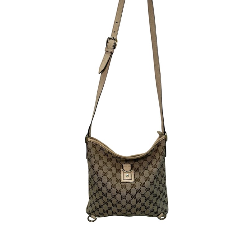 Gucci Abbey Canvas Crossbody<br />
<br />
Style Code:131326 506631<br />
<br />
Dimensions:12''L x 11.41''H x 0.78''W<br />
<br />
In very good condition. Some minor marks on the canvas and leather. Some tarnshing of the hardware.<br />
<br />
Does not come with original dust bag or box.