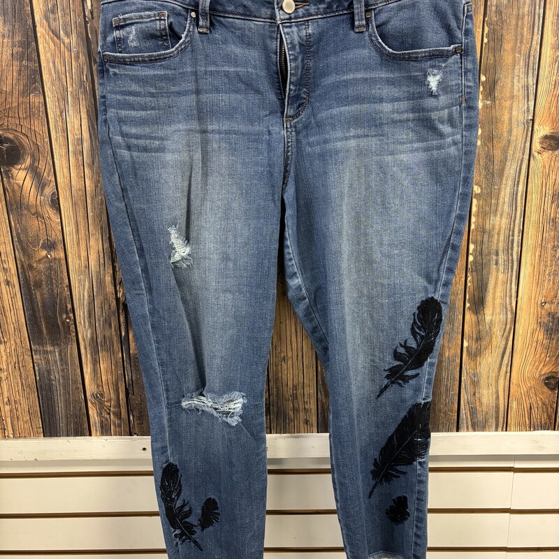 Embroidered Feather Capri, Size: 14
