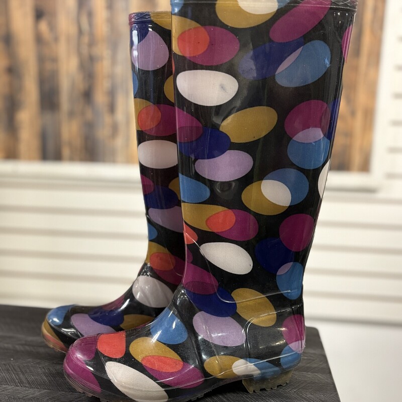 Polka Dot Rain Boots, Size: 8
