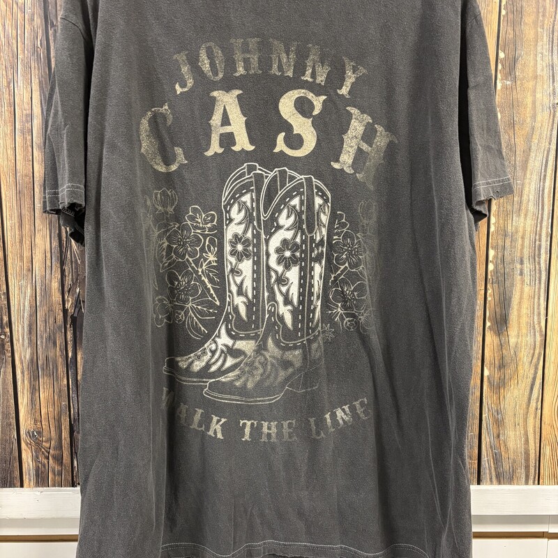 Grey Johnny Cash Tee, Size: L