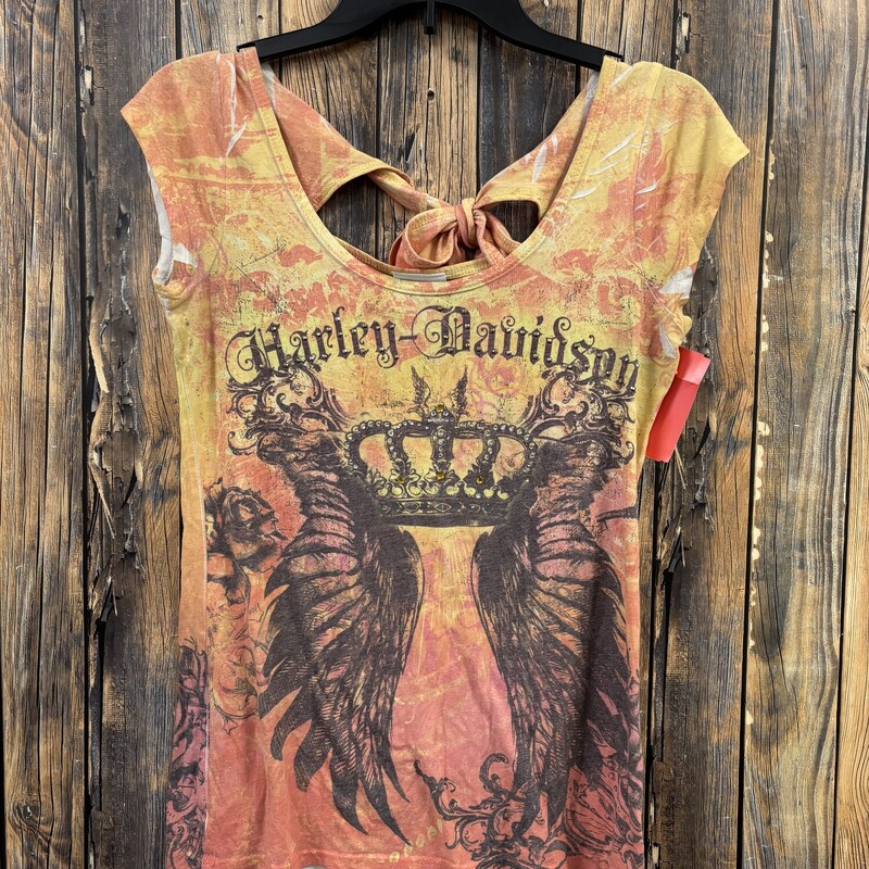 Orange Harley Davidson Top, Size: S