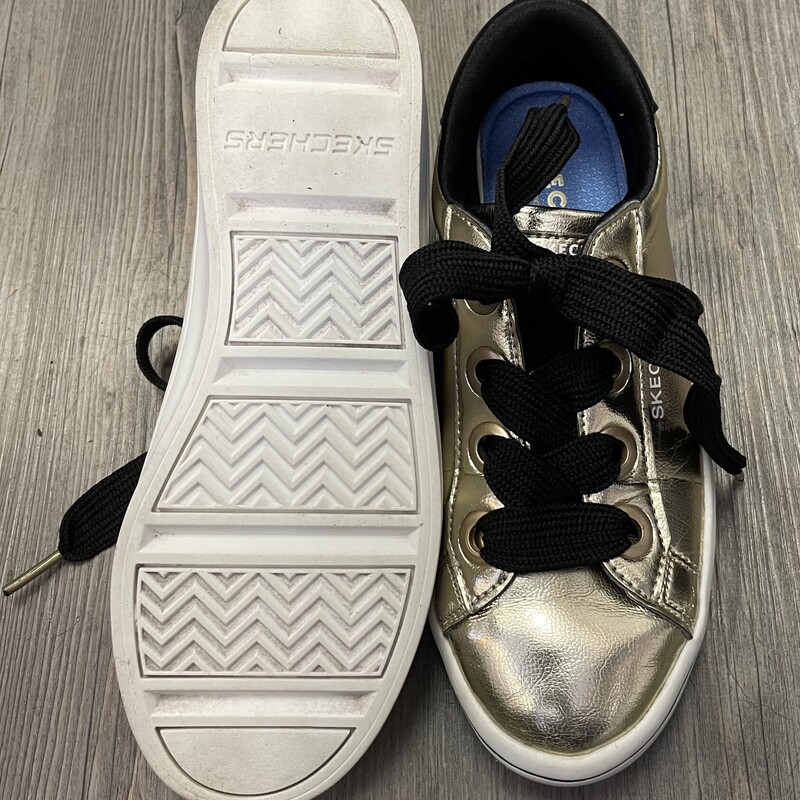 Skechers lace up shoes, Gold, Size: 3Y