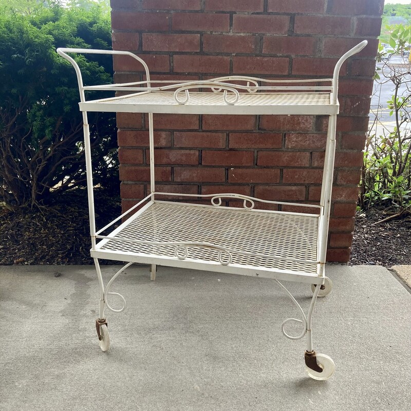 White Metal Outdoor Cart