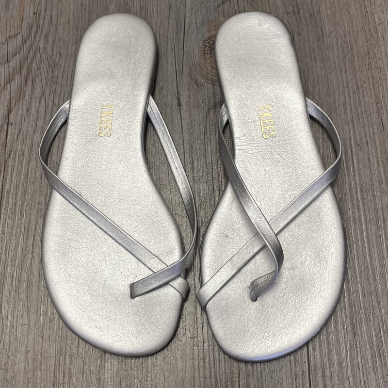 Tkees Flip Flop, Silver, Size: 4Y