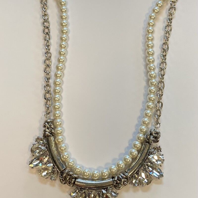 Slv Gem Pearl Necklace
