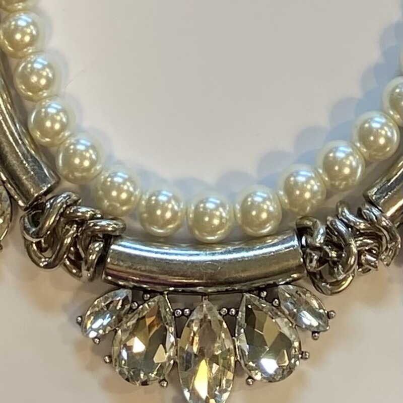Slv Gem Pearl Necklace<br />
Silver/W<br />
Size: Necklace