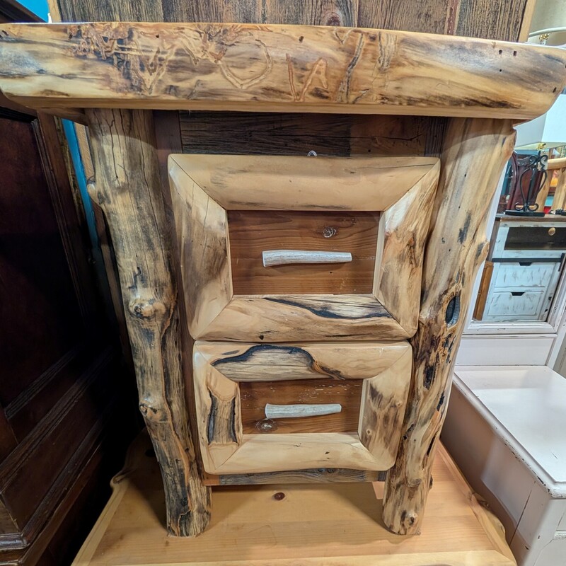 Rustic Log Side, 2 Drawer
23 x 20 x 30h
