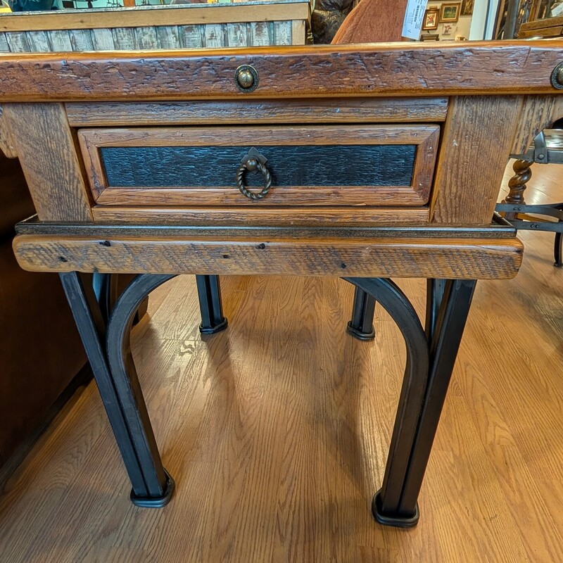 Rustic Wood W/Metal Legs,
24 Square x 26h