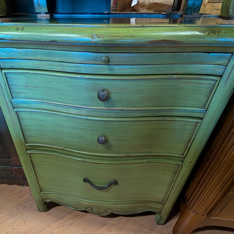 Side Table W/Pullout, Avacado Green, 3 Drawer
32 x 19 x32h