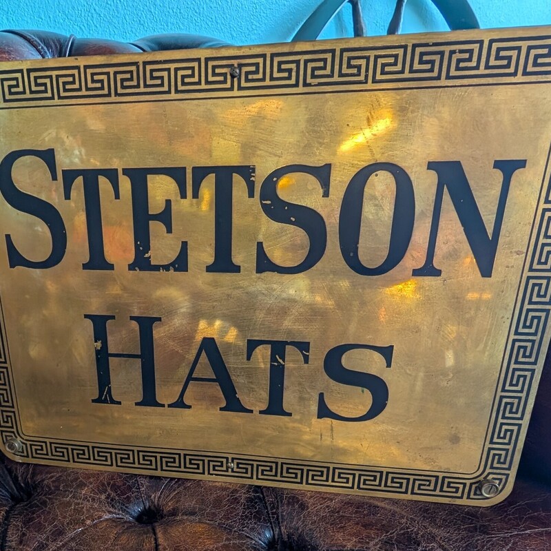 STETSON HATS SIGN, Brass, 1930s
20w x 14h