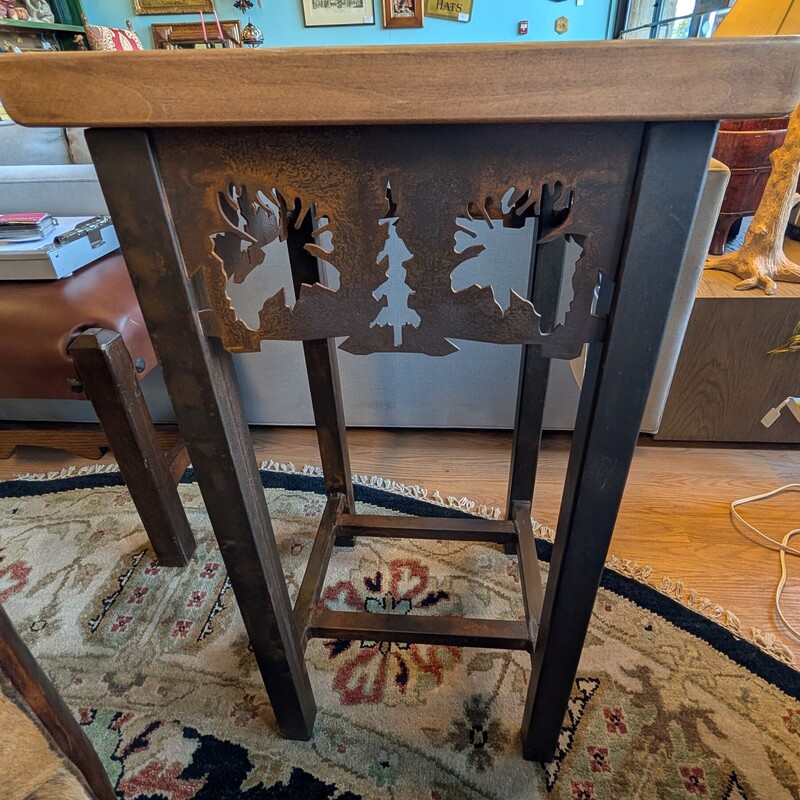 Rustic Wood & Metal Side, Moose, Cutout
16 x 16 x 30.5h
