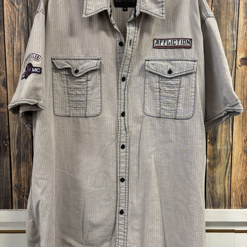 Cream Affliction Shirt, Size: 3X