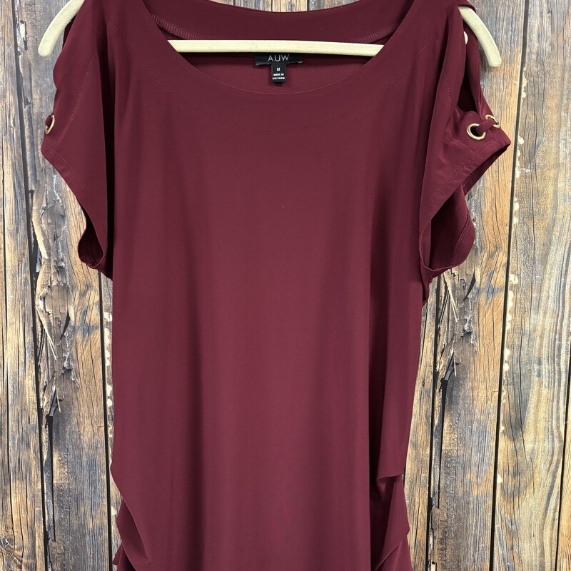 Maroon Cold Shoulder Top, Size: M