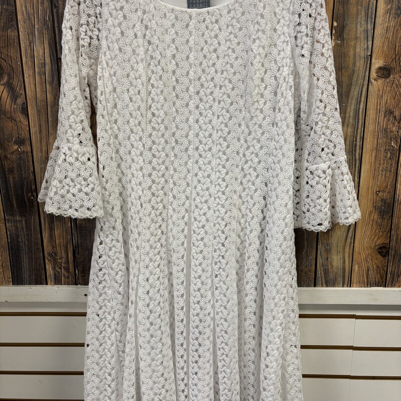 White Crochet Dress, Size: 12
