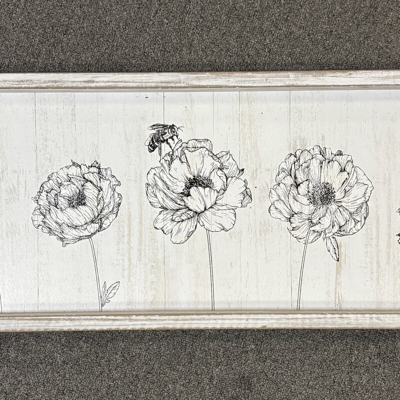 White Wooden Flower Decor, Size: 11.5x34.5