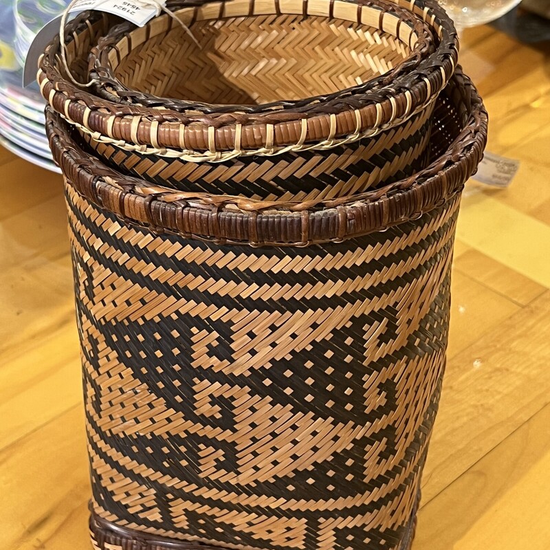 Baskets Nesting Tribal, Woven,
Size: Set Of 3