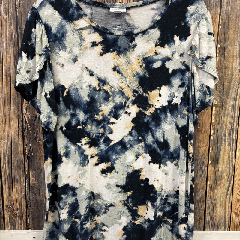 Navy White Tiedye Shirt, Size: L