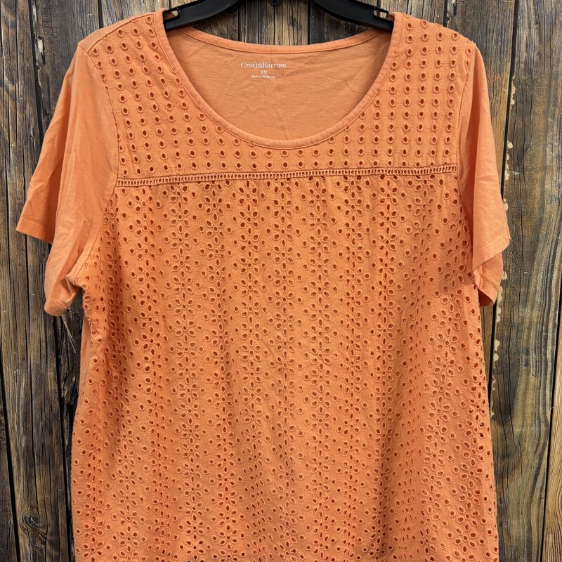 Orange Eyelet Shirt, Size: 1X