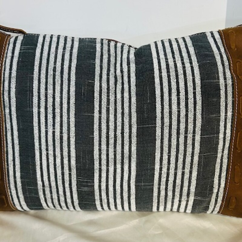 Striped LeatherTrimPillow